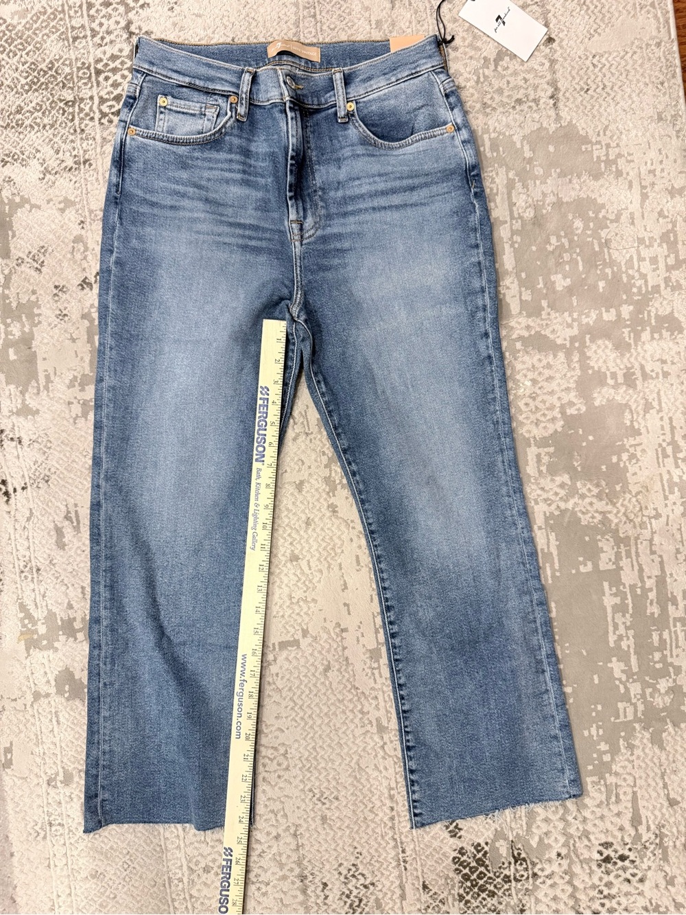 7 For All Mankind Light Blue High-Rise Straight Crop Jeans